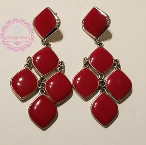 Red enamel earrings